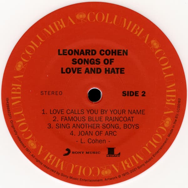 вінілова платівка lp leonard cohen: songs of love and hate - white opaque vinyl_9288aae2-bdae-4555-885e-0894e9bd8e18_image-1757188152466