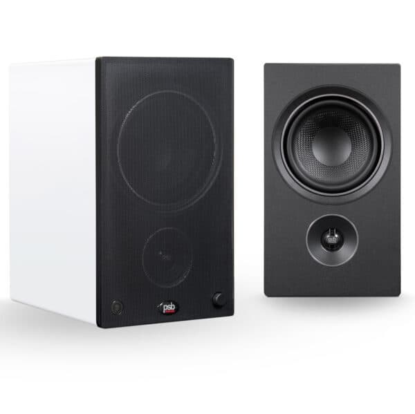 alpha am5 powered bookshelf speakers matte white